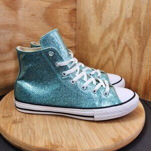 Girls Converse Chuck Taylor All Star Hi Blue Glitter Sneakers